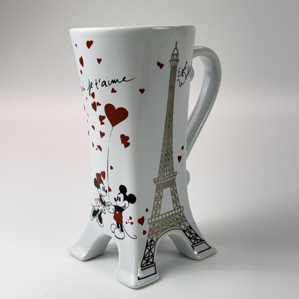 Disney Epcot World Showcase Eiffel Tower Mickey & Minnie "Je T'aime" Love Mug